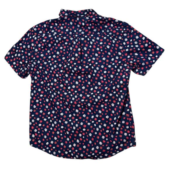 Old Navy Camp Shirt Mens Floral Print Blue Pink Red Short Sleeve Stretch Sz L - Picture 2 of 6